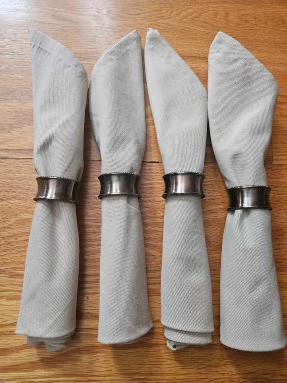 Threshold Beige Cloth Napkins With Bronze Napkin Rings